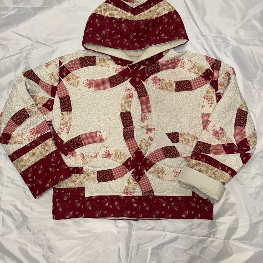 Custom up-cycle double wedding ring quilt hoodie size Medium / large